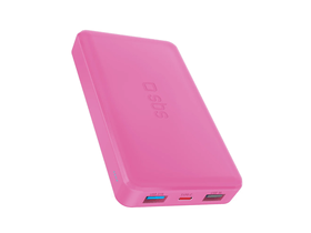 SBS PowerBank 10000mAh, 2USB-A/C pink